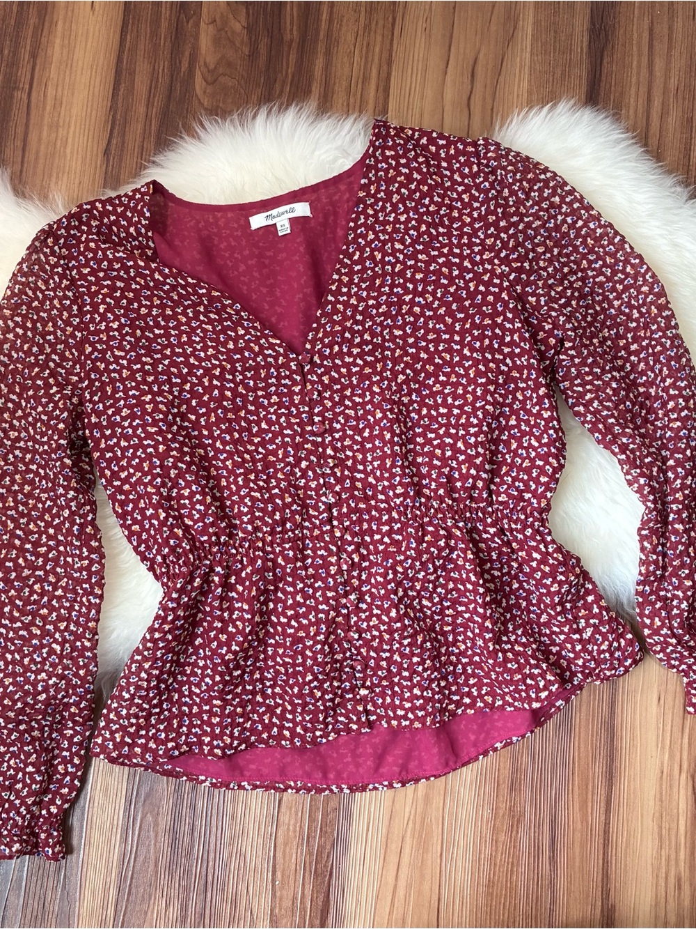 Madewell Overtire Girly Flowy Femme Blouse In Ditsy Flowers • Size XS